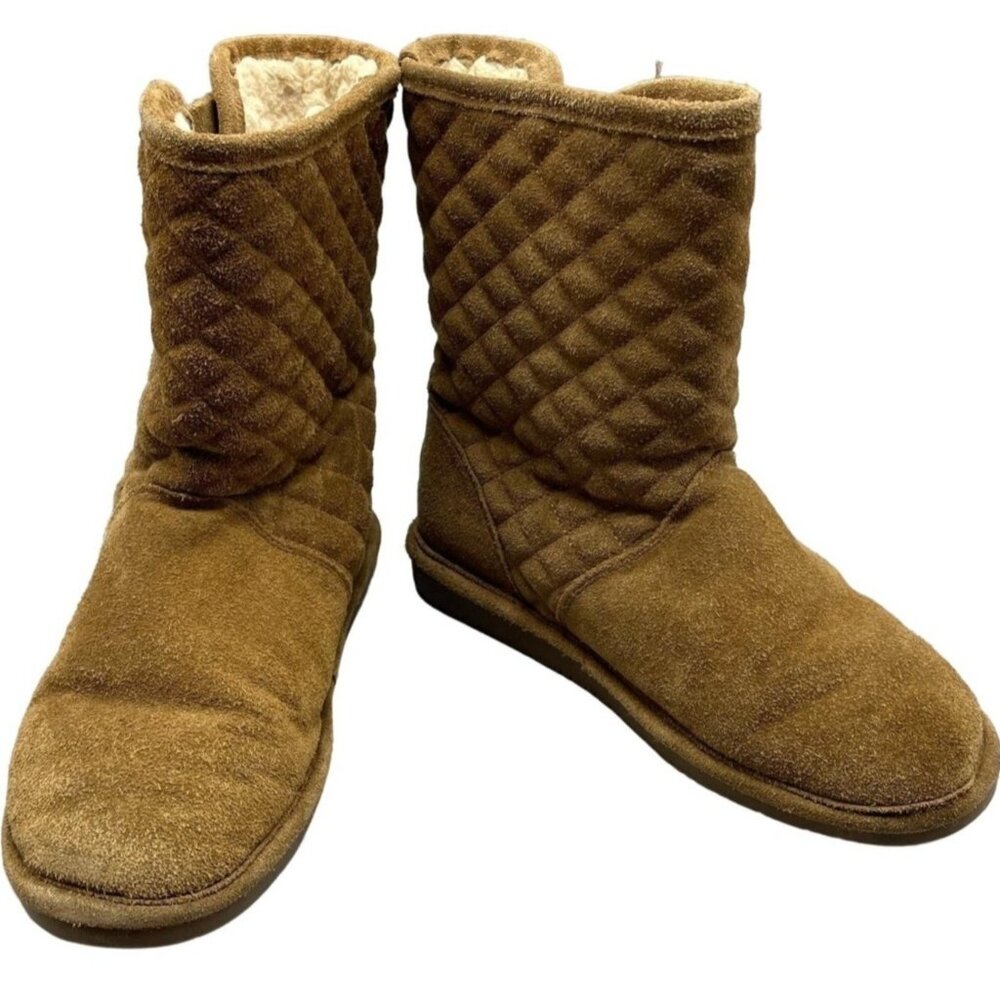 bearpaws boots winter rain brown suede upper adjustable strap size 8 READ